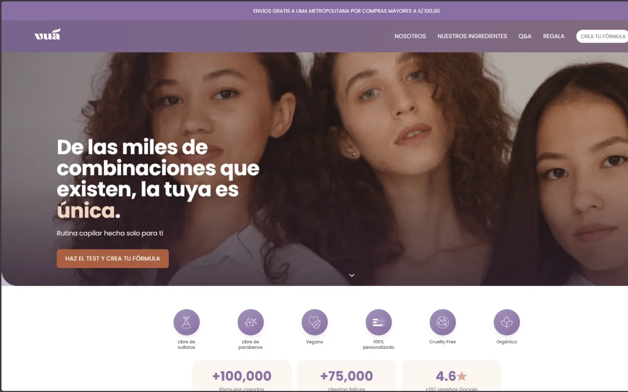 Captura de tela de Vuá Cosmetics